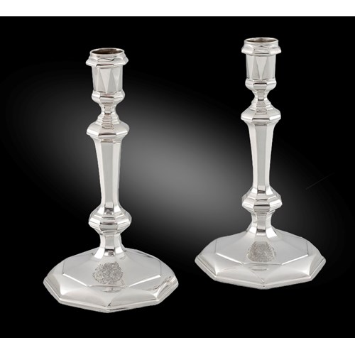A Pair of George I Silver Candlesticks
